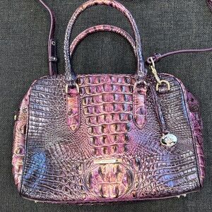 Brahmin Marissa Purple Croc-Embossed Satchel Bag - Women